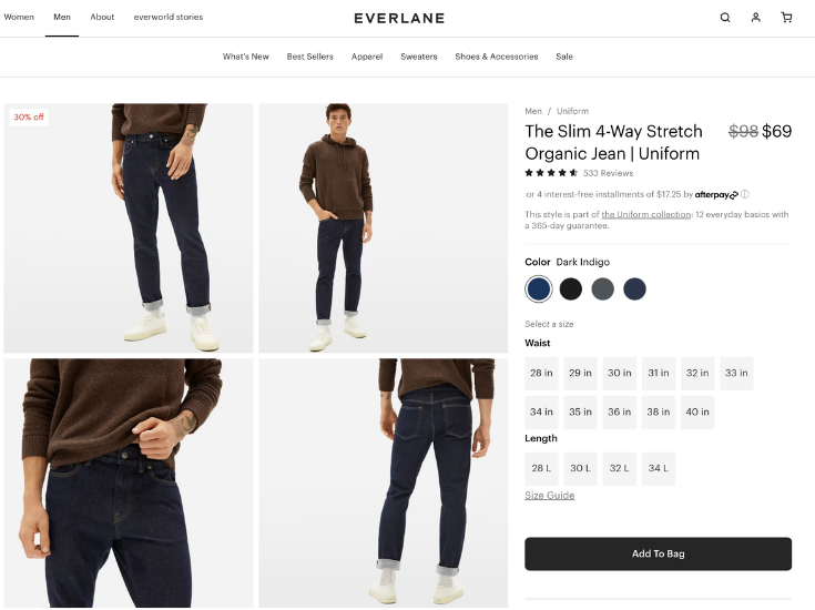 Fit Checklist blog post Q1 jan 2023_everlane_pdp